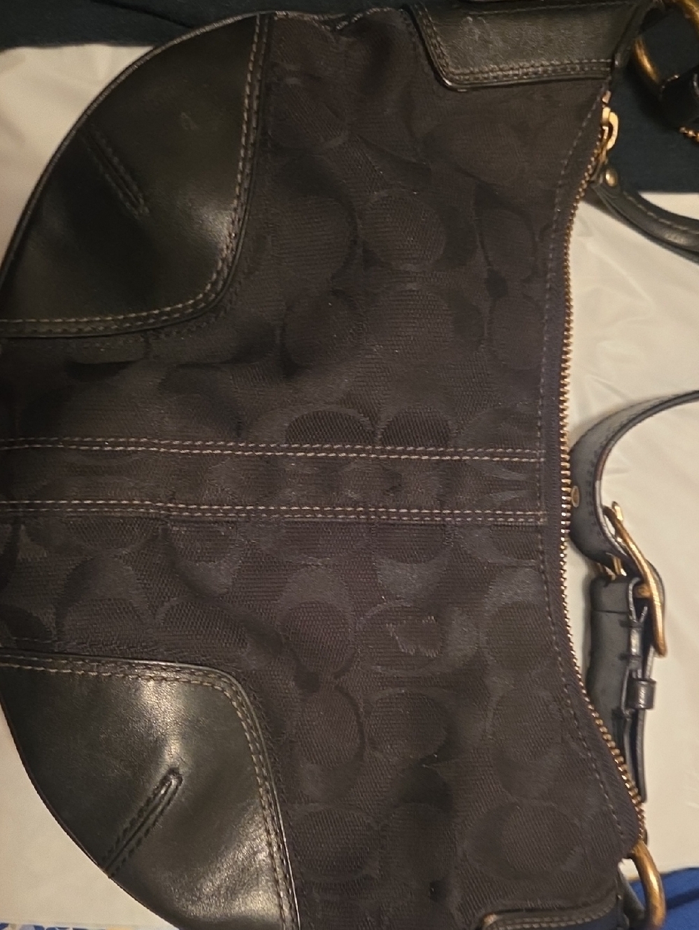 Coach Black Signature Canvas Shoulder Hobo with Gold Hardware - Picture 2 of 5